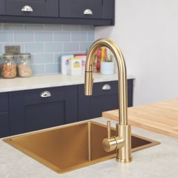 ETAL Cato  Pull-Out Style Kitchen Mixer Tap Brushed Brass Finish