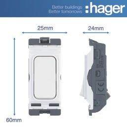 Hager WMGS22R 20A 2-Way Grid Retractive Switch White