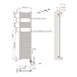 Flomasta 1600mm x 400mm 1364BTU Chrome Flat Electric Towel Radiator