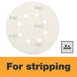 Titan   40 Grit 8-Hole Punched Multi-Material Sanding Discs 125mm 5 Pack