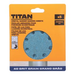 Titan   40 Grit 8-Hole Punched Multi-Material Sanding Discs 125mm 5 Pack