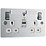 LAP  13A 2-Gang SP Switched Wi-Fi Extender Socket + 2.1A 10.5W 1-Outlet Type A USB Charger Polished Chrome with White Inserts