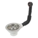 Flomasta Strainer Waste w/ Round Overflow White 90mm