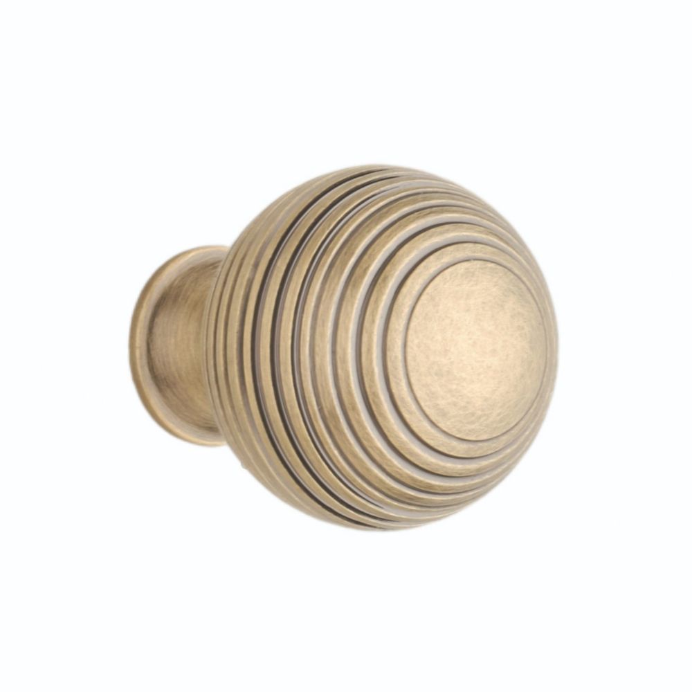 Elite Knobs & Handles Reeded Knob Antique Brass 30mm Screwfix