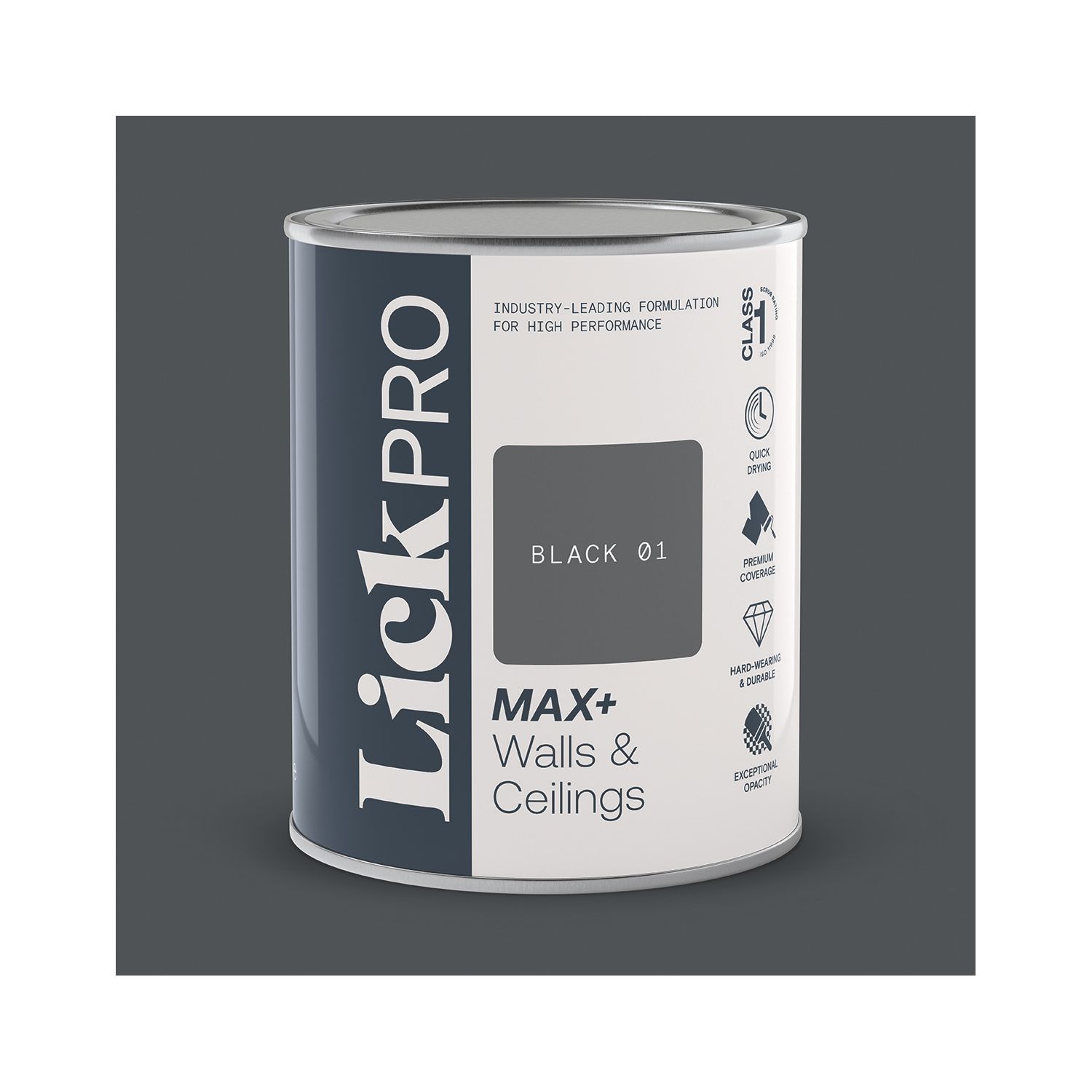 LickPro Max+ 1Ltr Black 01 Matt Emulsion Paint (280TM)