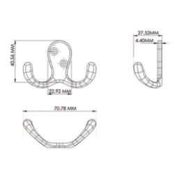 Essentials Double Hooks White 70mm 5 Pack