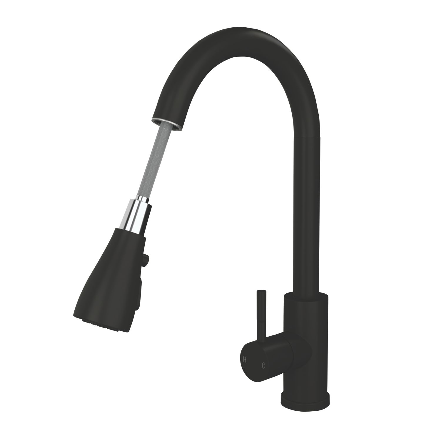 ETAL Bucks Pull-Out Spray Mixer Tap Matt Black (280XT)