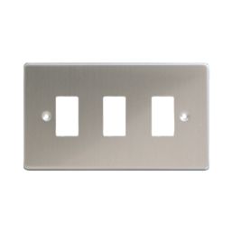 Varilight PowerGrid 3-Module Grid Faceplate Brushed Steel