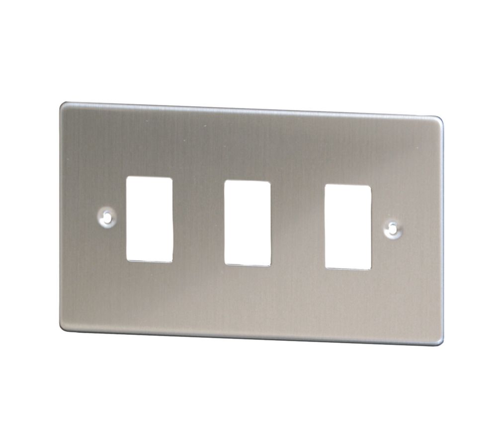 Varilight PowerGrid 3-Module Grid Faceplate Brushed Steel
