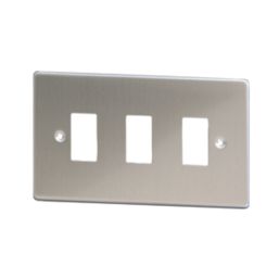 Varilight PowerGrid 3-Module Grid Faceplate Brushed Steel