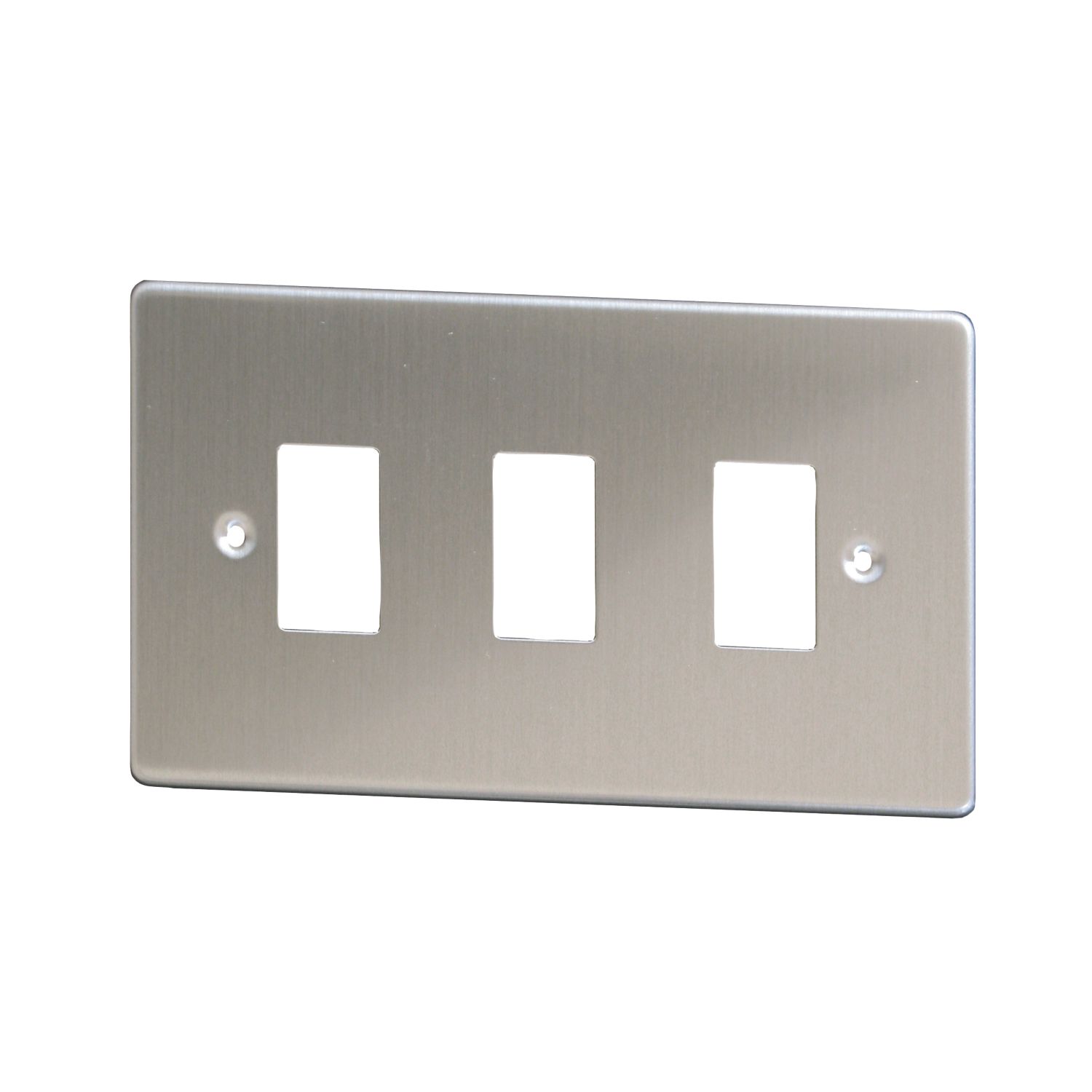 Varilight PowerGrid 3-Module Grid Faceplate Brushed Steel (28123)