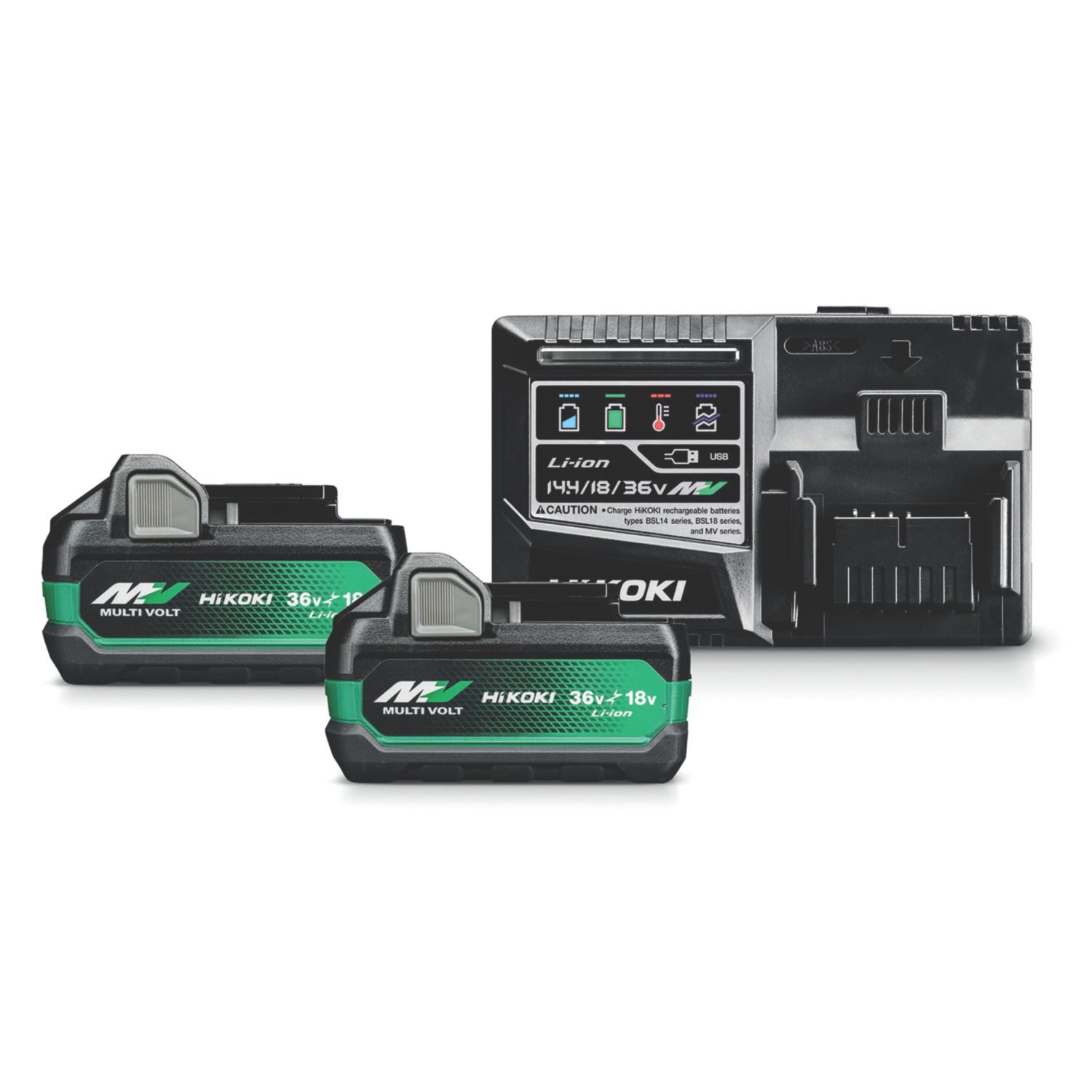 HiKOKI HIKU18YSL3JH 36/18V 2.5/5.0Ah Li-Ion Multi Volt MV Battery & Charger Starter Set 3 Pieces (281EV)