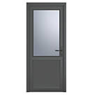 Crystal  2-Panel 1-Frosted Light LH Anthracite Grey uPVC Back Door 2090 x 920mm