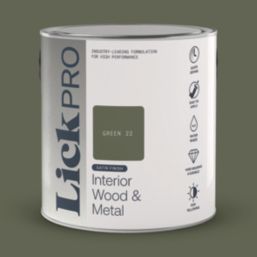 LickPro 2.5Ltr Green 22 Satin Water-Based Trim Paint