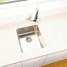 Metis  White Worktop Module with 1 Bowl Stainless Steel Sink 3050mm x 620mm x 15mm