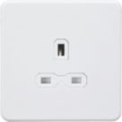 Knightsbridge  13A 1-Gang Unswitched Socket Matt White with White Inserts