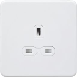 Knightsbridge  13A 1-Gang Unswitched Socket Matt White with White Inserts