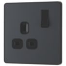 British General Evolve 13A 1-Gang SP Switched Socket Grey  with Black Inserts