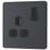 British General Evolve 13A 1-Gang SP Switched Socket Grey  with Black Inserts
