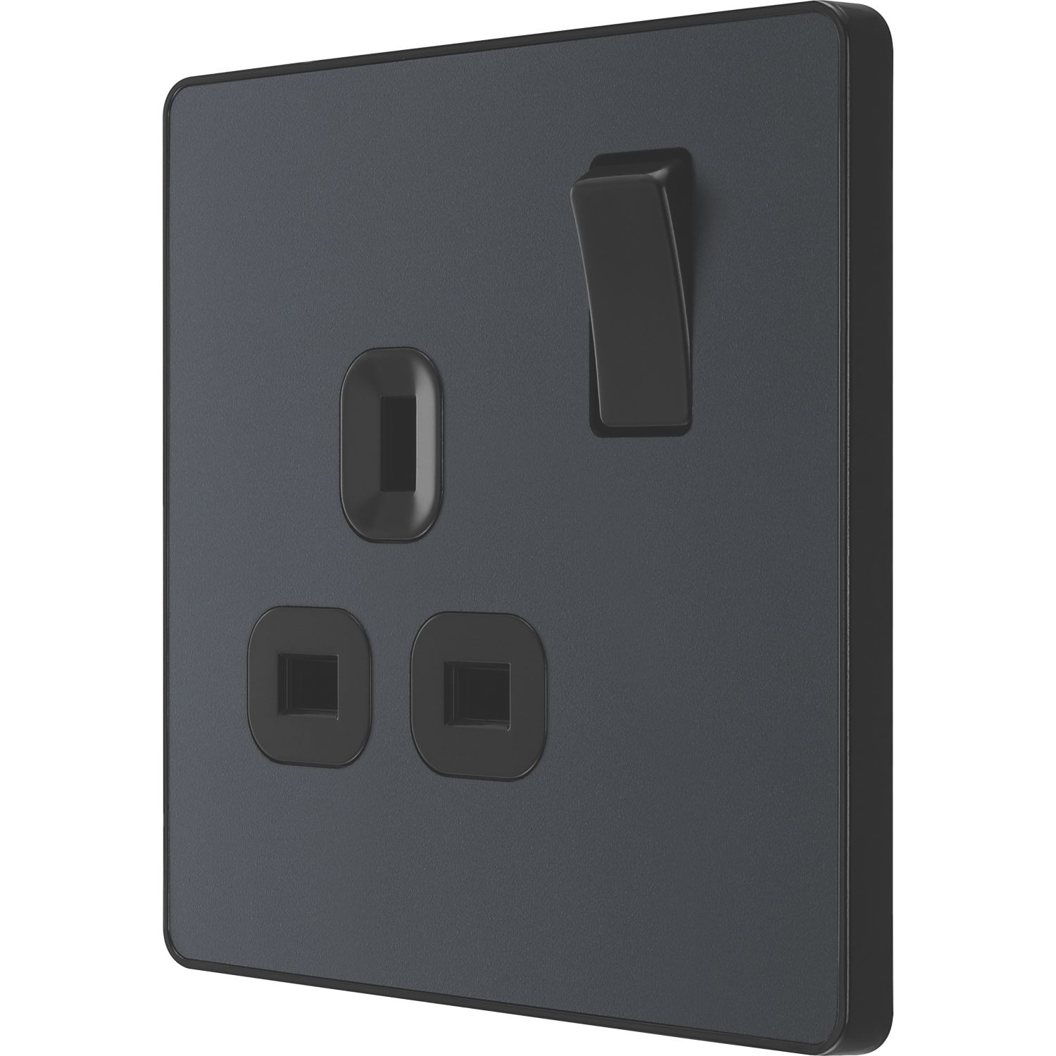 British General Evolve 13A 1-Gang SP Switched Socket Grey with Black Inserts (281RF)