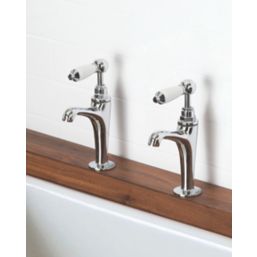 Bristan Renaissance Traditional Single Lever High Neck Pillar Taps Chrome 1 Pair