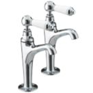 Bristan Renaissance Traditional Single Lever High Neck Pillar Taps Chrome 1 Pair
