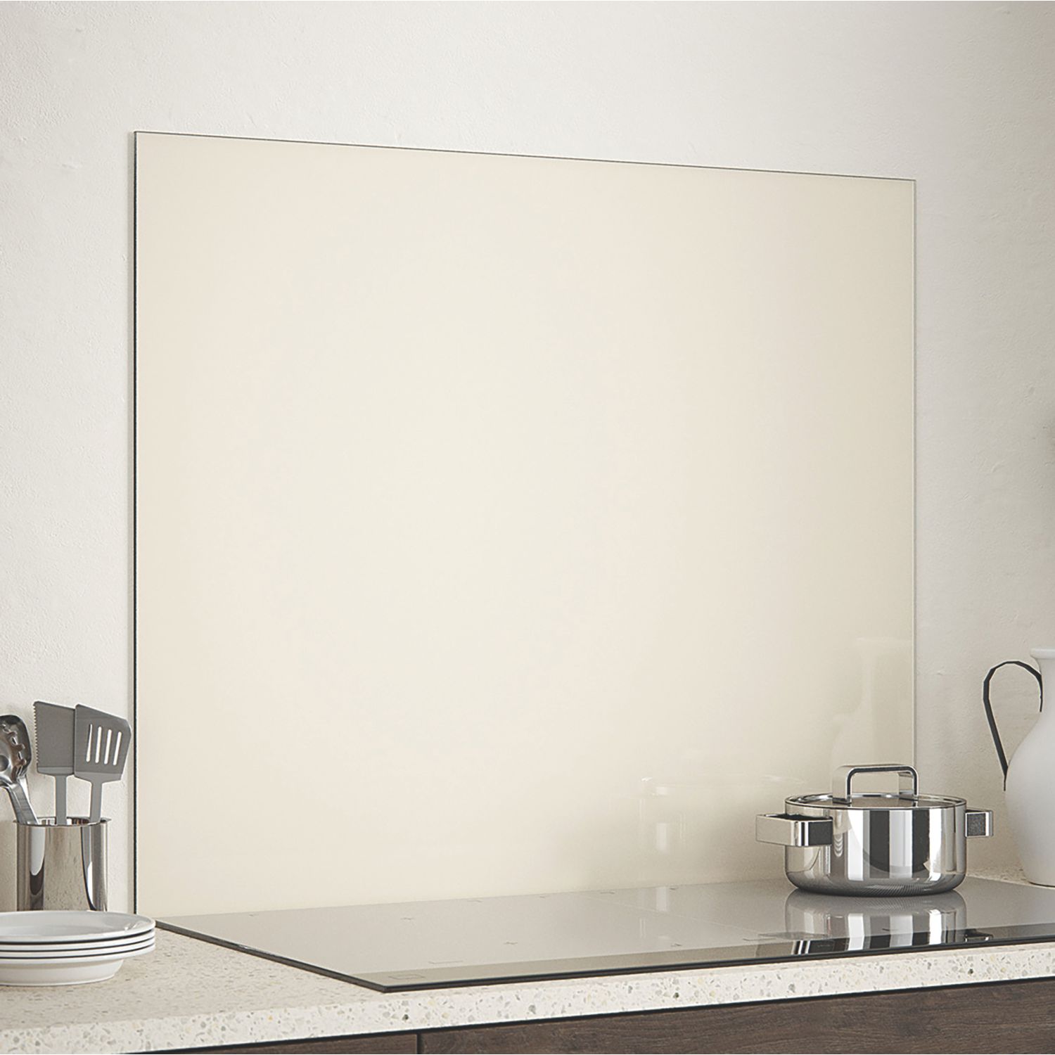 Splashback Cotton Cream Self-Adhesive Glass Kitchen Splashback 900mm x 750mm x 6mm (281RX)