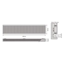 Flomasta 600mm x 2000mm 11664BTU White Type 22 Convector Radiator