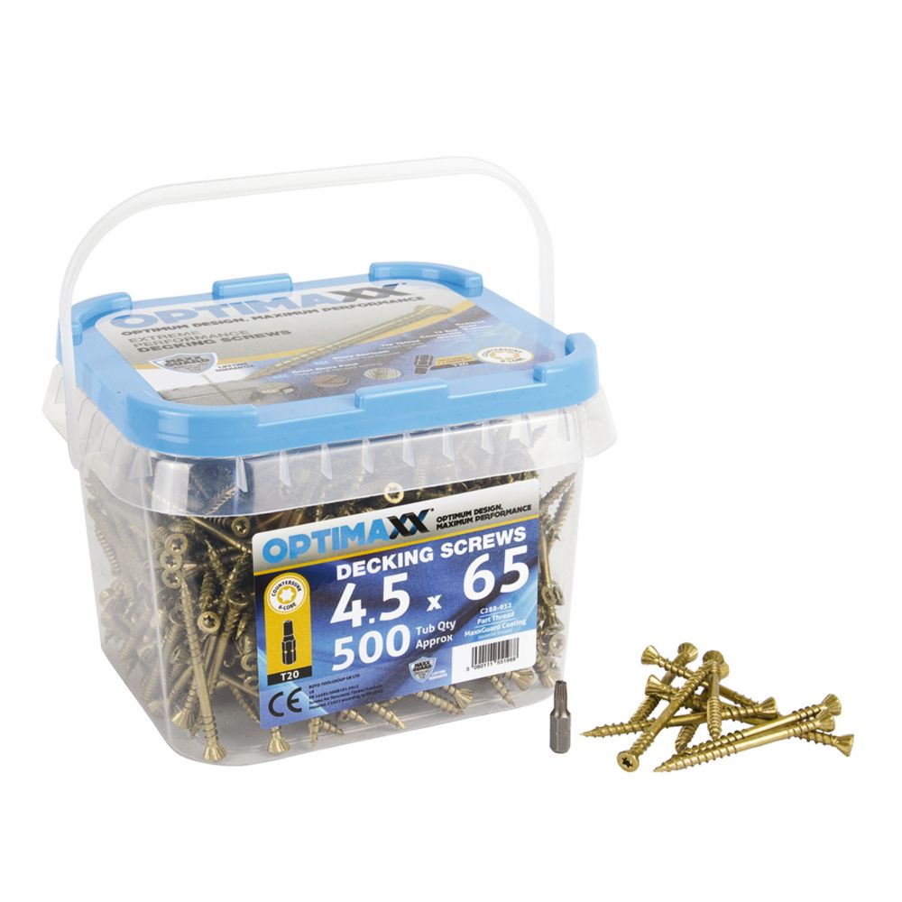 Optimaxx TX Countersunk Decking Screws 4.5mm x 65mm 500 Pack Screwfix
