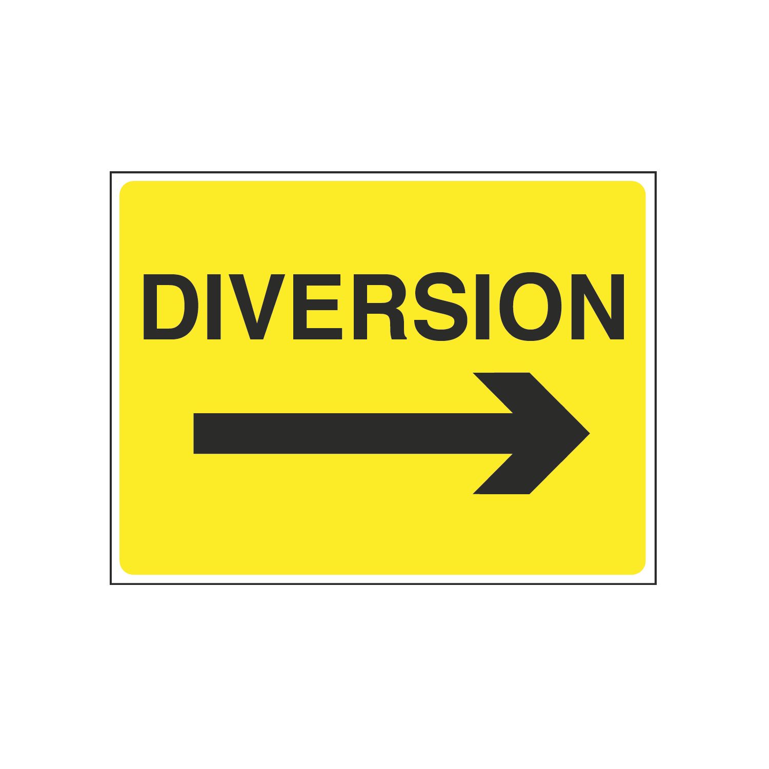 "Diversion" with Arrow Right Stanchion Sign 450mm x 600mm (2821T)