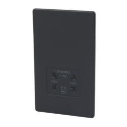 Varilight  2-Gang Dual Voltage Shaver Socket 115 / 230V Jet Black with Colour-Matched Inserts