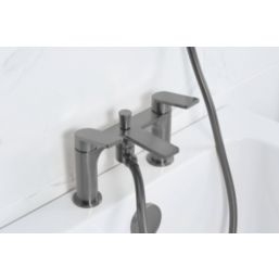 Bristan Frammento Gun Metal 150mm Deck Mounted Dual Control Manual Shower Mixer Tap