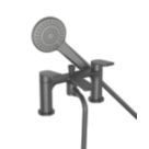Bristan Frammento Gun Metal 150mm Deck Mounted Dual Control Manual Shower Mixer Tap