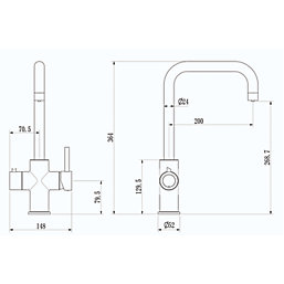 ETAL  4-in-1 Instant Boiling Water Kitchen Tap Gun Metal
