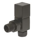 Towelrads  15mm x 1/2" Black Angled Designer Manual Radiator Valve & Lockshield  2 Pack