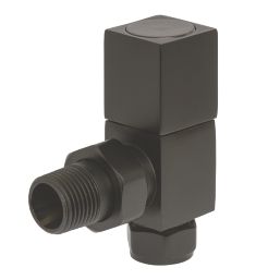 Towelrads  15mm x 1/2" Black Angled Designer Manual Radiator Valve & Lockshield  2 Pack