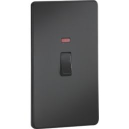 Knightsbridge  45A 2-Gang DP Control Switch Matt Black with LED