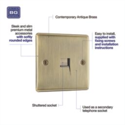 British General Nexus Metal 1-Gang Slave Telephone Socket Antique Brass