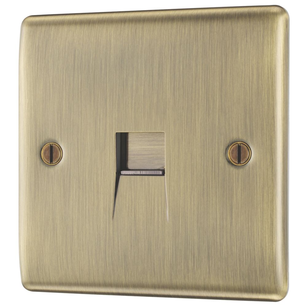 British General Nexus Metal 1-Gang Slave Telephone Socket Antique Brass
