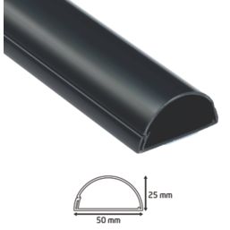D-Line PVC Black TV Trunking 50mm x 25mm x 1.5m 2 Pack