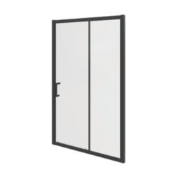 Essentials Framed Rectangular Sliding Shower Door Matt Black 1000mm x 1850mm