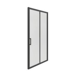 Essentials Framed Rectangular Sliding Shower Door Matt Black 1000mm x 1850mm