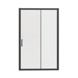 Essentials Framed Rectangular Sliding Shower Door Matt Black 1000mm x 1850mm