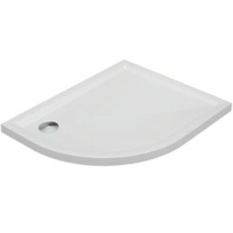 Milan Offset Quadrant Bathroom Shower Tray & Waste Left-Handed White Gloss 1200mm x 800mm x 40mm