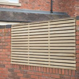 Forest  Double-Slatted  Fence Panels Natural Timber 6' x 3' Pack of 4