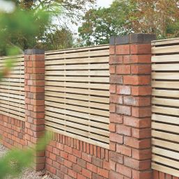 Forest  Double-Slatted  Fence Panels Natural Timber 6' x 3' Pack of 4