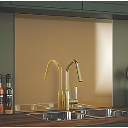 Splashback  Brass Self-Adhesive Glass Kitchen Splashback 900mm x 750mm x 6mm