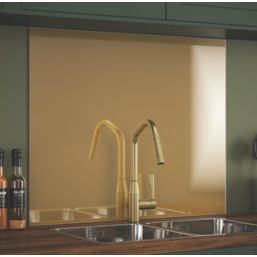 Splashback  Brass Self-Adhesive Glass Kitchen Splashback 900mm x 750mm x 6mm