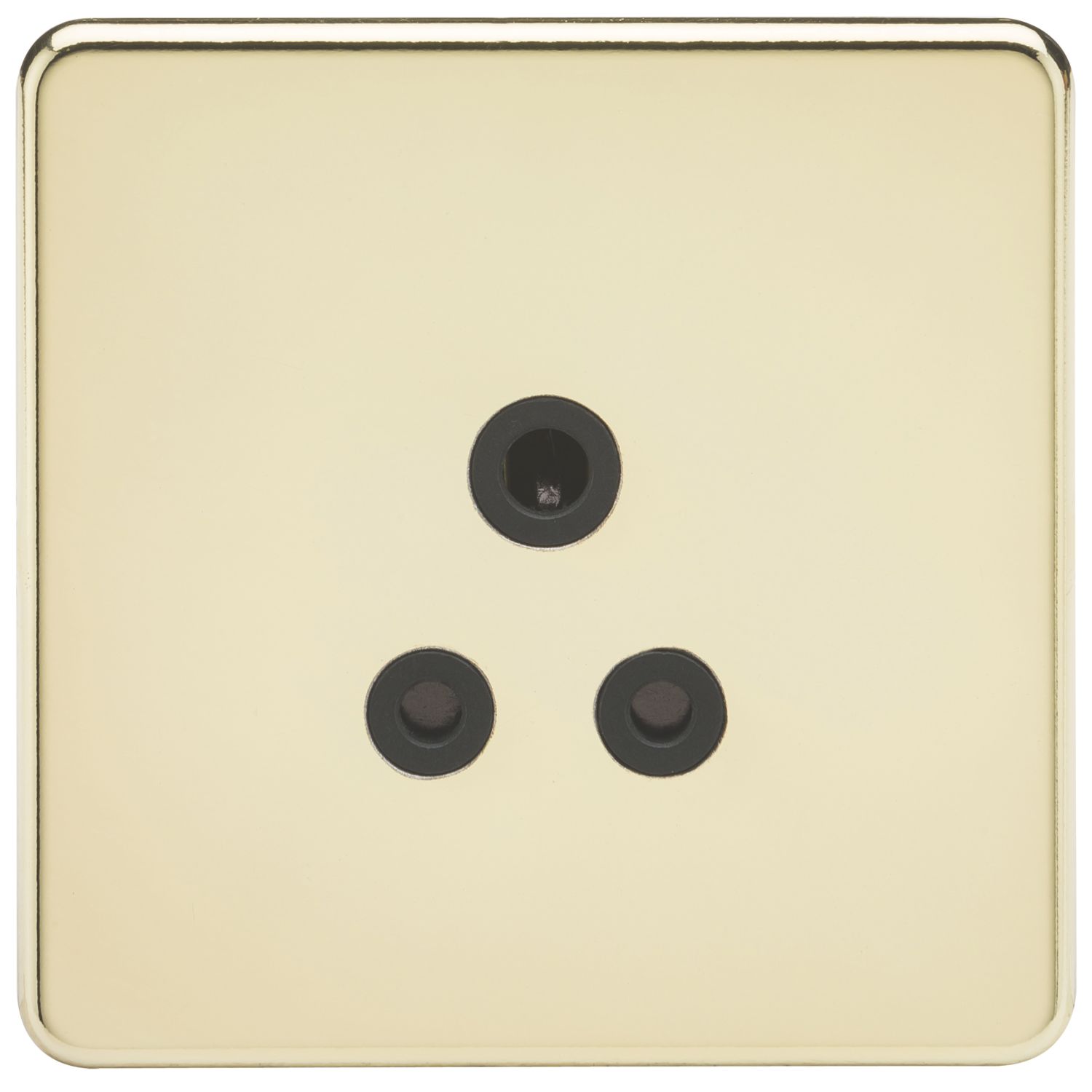Knightsbridge 5A 1-Gang Unswitched Socket Polished Brass with Black Inserts (283TY)