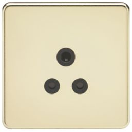 Knightsbridge SF5APB 5A 1-Gang Unswitched Socket Polished Brass with Black Inserts